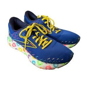 Brooks Women's Blue and Yellow Running Sneakers with Multicolor Midsole